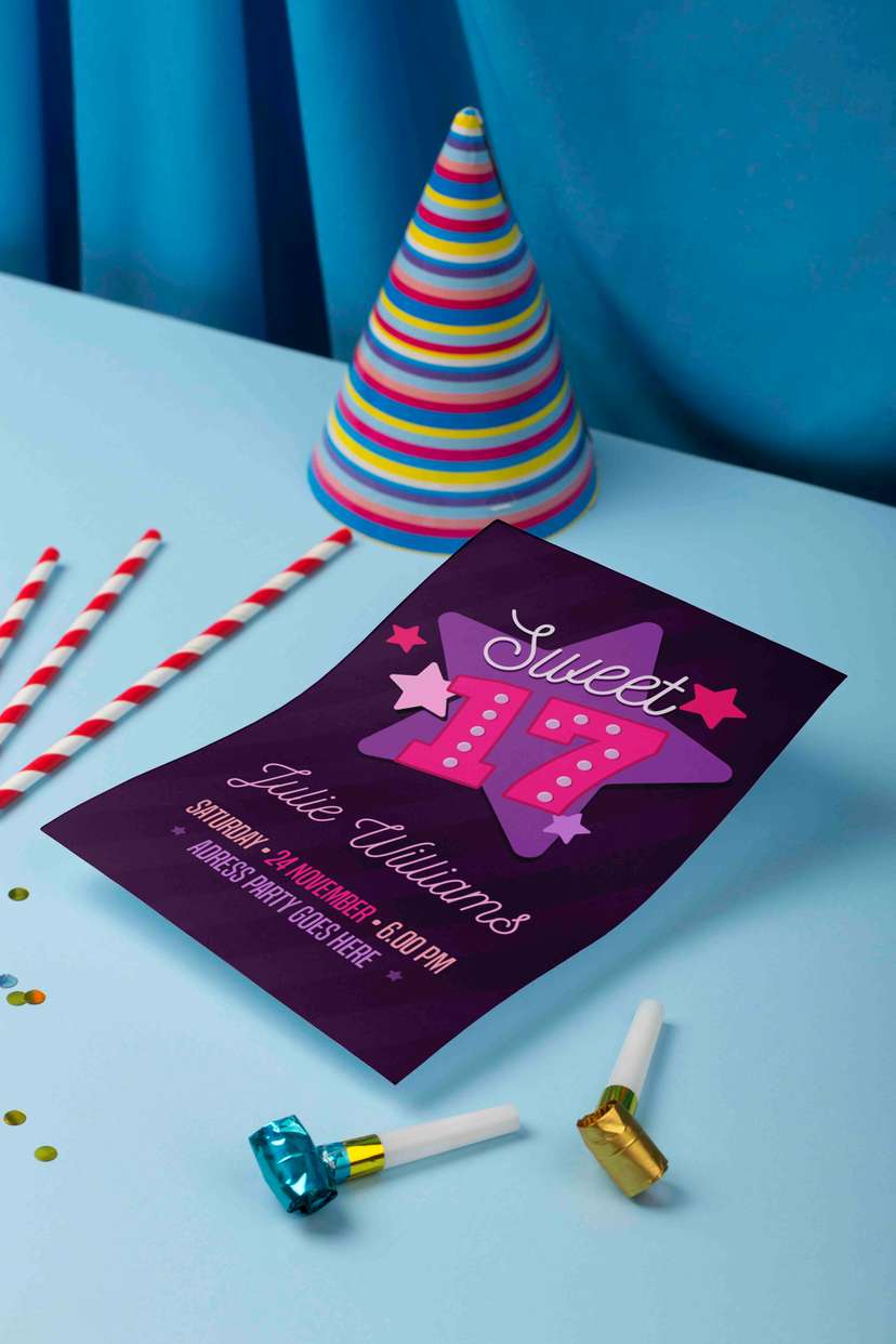 Undangan Sweet 17 Tema Bintang Ungu Pink - Image 1