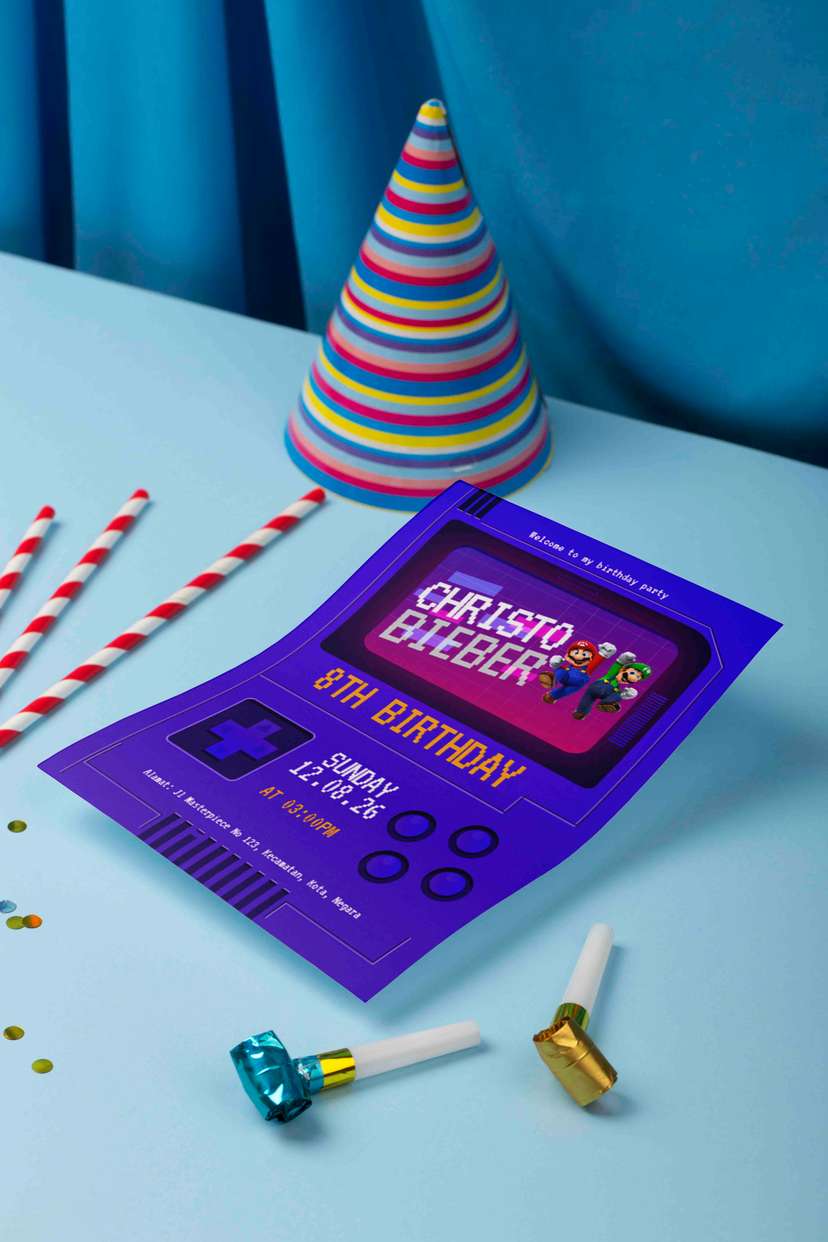 Undangan Ulang Tahun Anak Tema Game Console - Image 1