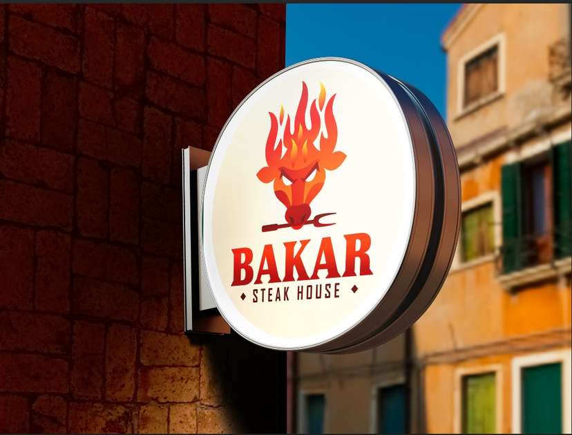 Sign Box BAKAR Steak House Logo Sapi Api Gagah - Image 1