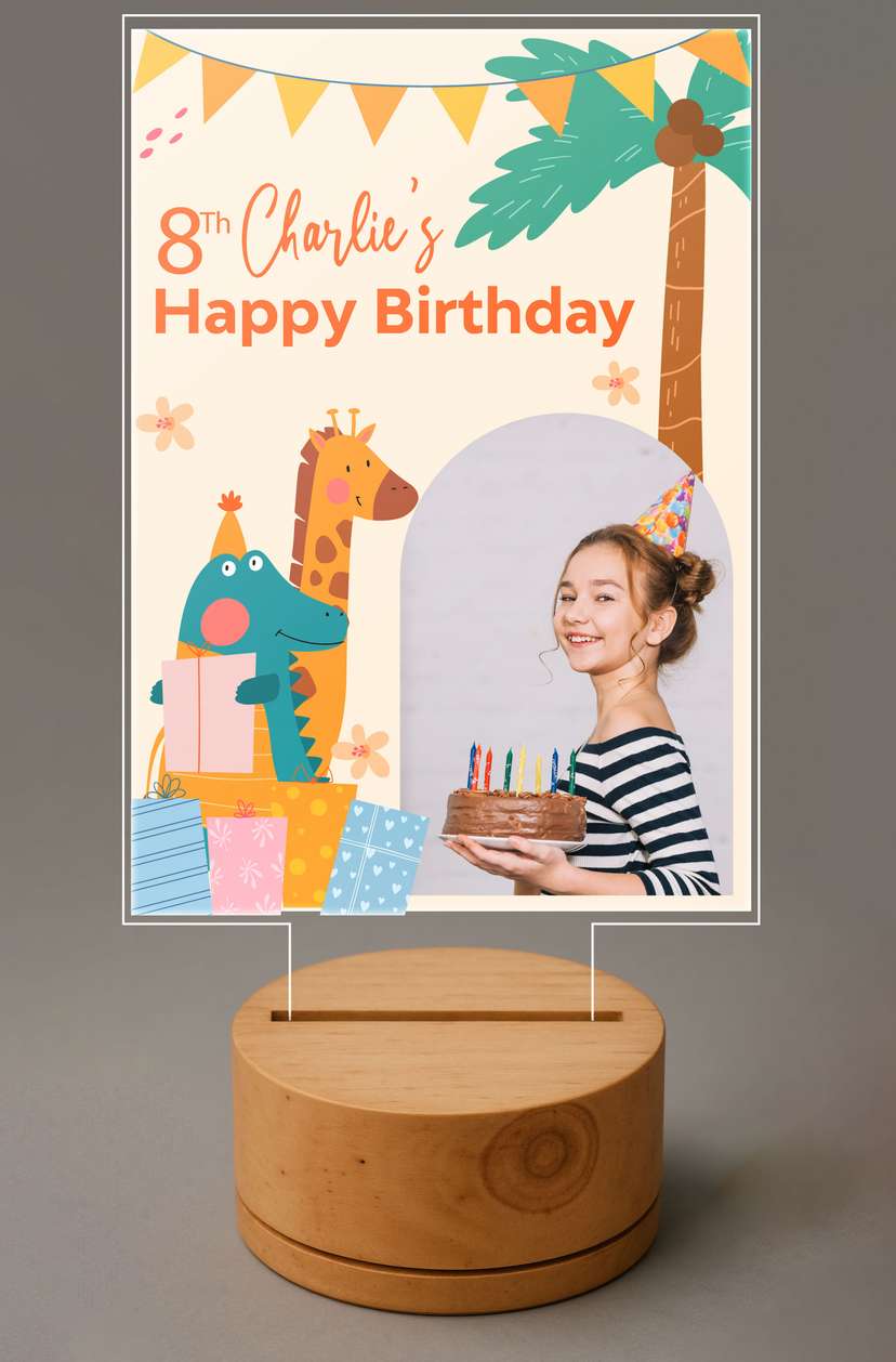 Dream LED Birthday Anak Custom Tema Hewan Lucu dan Foto Personal - Image 1