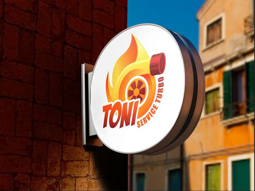 Sign Box Toni Service Turbo Logo Otomotif Turbo Flame - Image 1