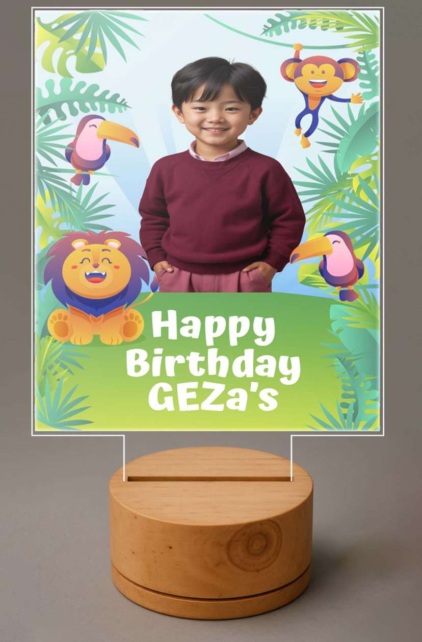 Dream LED Birthday Anak Tema Safari Jungle dengan Foto Custom - Image 1