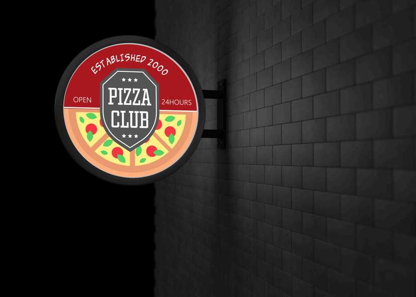 Neon Box Bulat Pizza Desain Klasik Modern Merah - Image 1