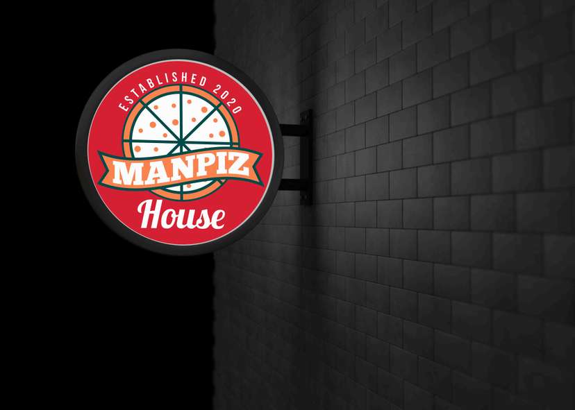 Neon Box Bulat Desain Vintage Pizza Merah Terang - Image 1