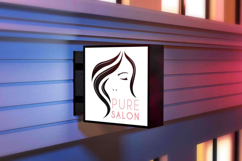 Neon Box Kotak Salon dengan Ilustrasi Wajah Wanita Elegan - Image 1