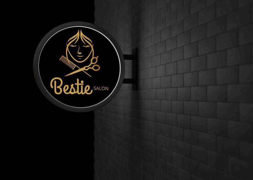 Neon Box Bulat Salon dengan Logo Wajah Wanita - Image 1