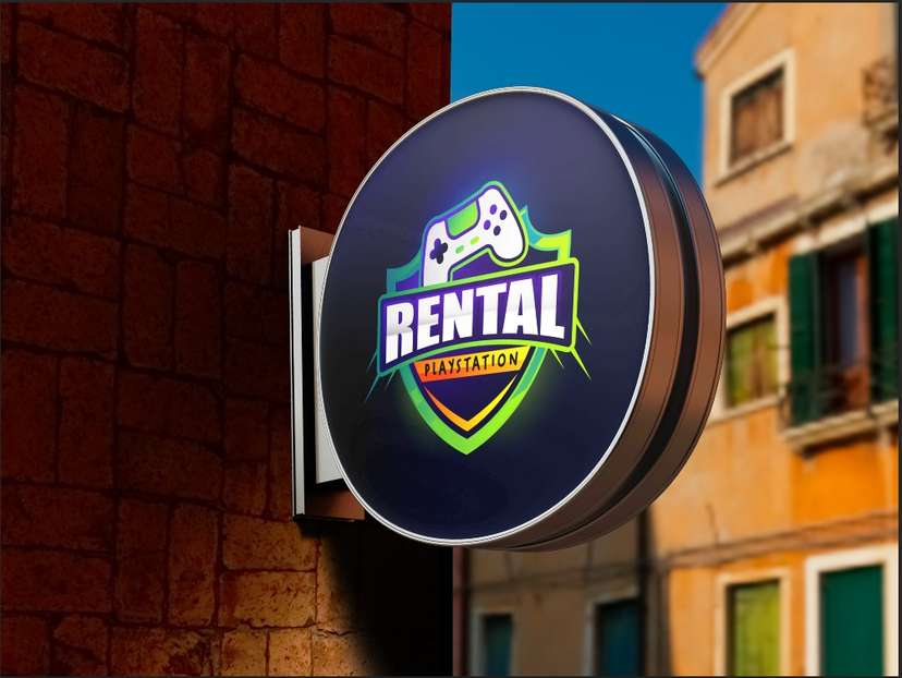 Sign Box Rental Playstation Logo Game Center - Image 1