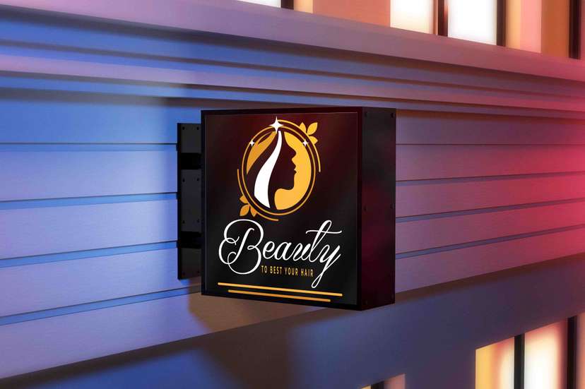 Neon Box Kotak Salon Desain Elegan Siluet Wajah Wanita - Image 1