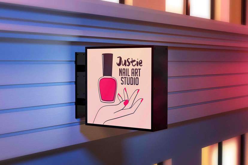 Neon Box Kotak Nail Art Studio Desain Botol Cat Kuku dan Tangan Feminim - Image 1