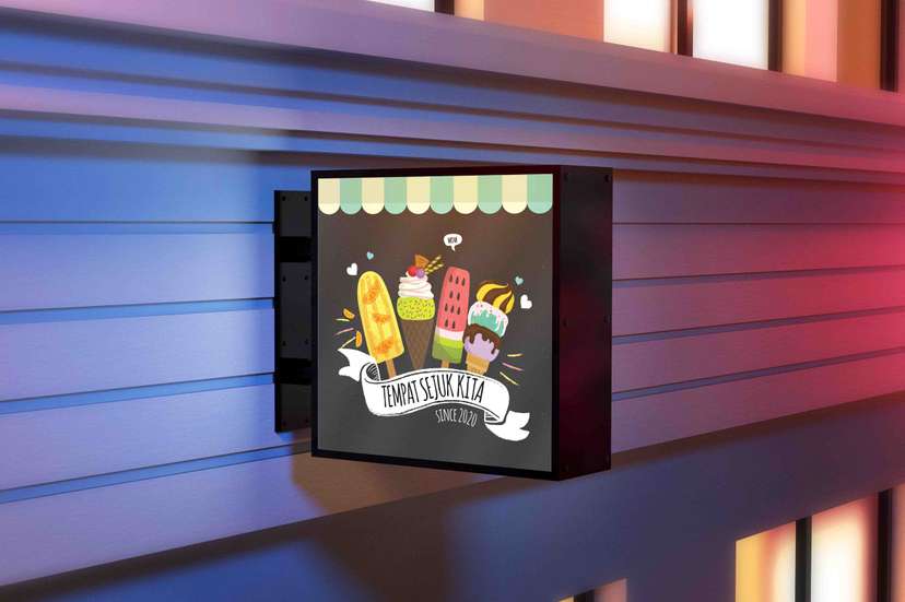 Neon Box Ice Cream Desain Ilustrasi Lucu - Image 1