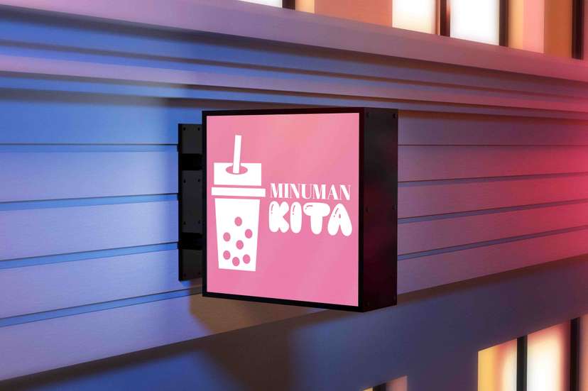 Neon Box Minuman Kita Desain Pink Minimalis - Image 1