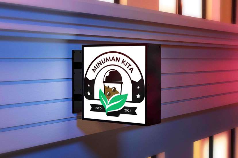 Neon Box Boba dengan Daun Hijau Natural - Image 1