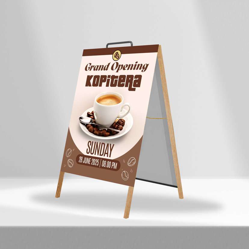 Triangle Stand Banner Kayu Opening Kopitera - Image 1