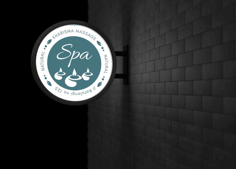 Neon Box bulat untuk spa nuansa biru - Image 1