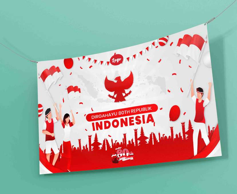 Baliho Kemerdekaan Ke 80 ilustrasi semangat Anak Indonesia - Image 1