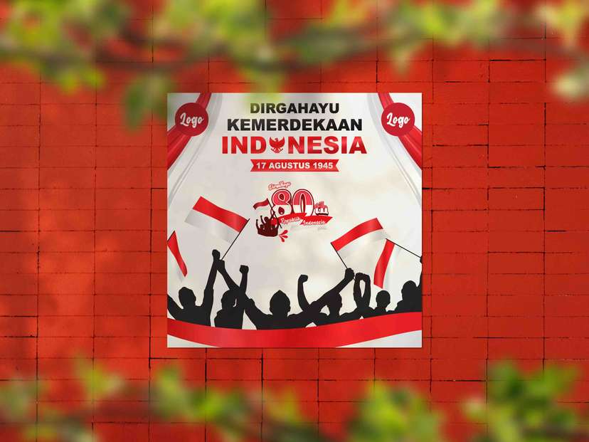 Baliho 80 tahun Indonesia ilustrasi Semangat Kebersamaan - Image 1