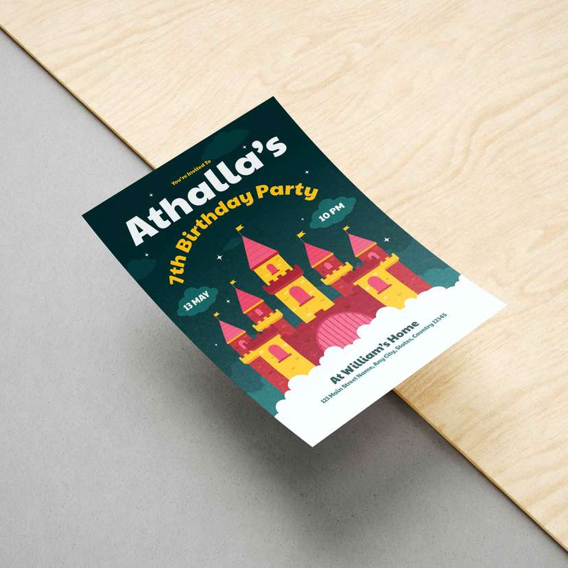 Undangan Ulang Tahun Anak Tema Kastil Hijau - Image 1