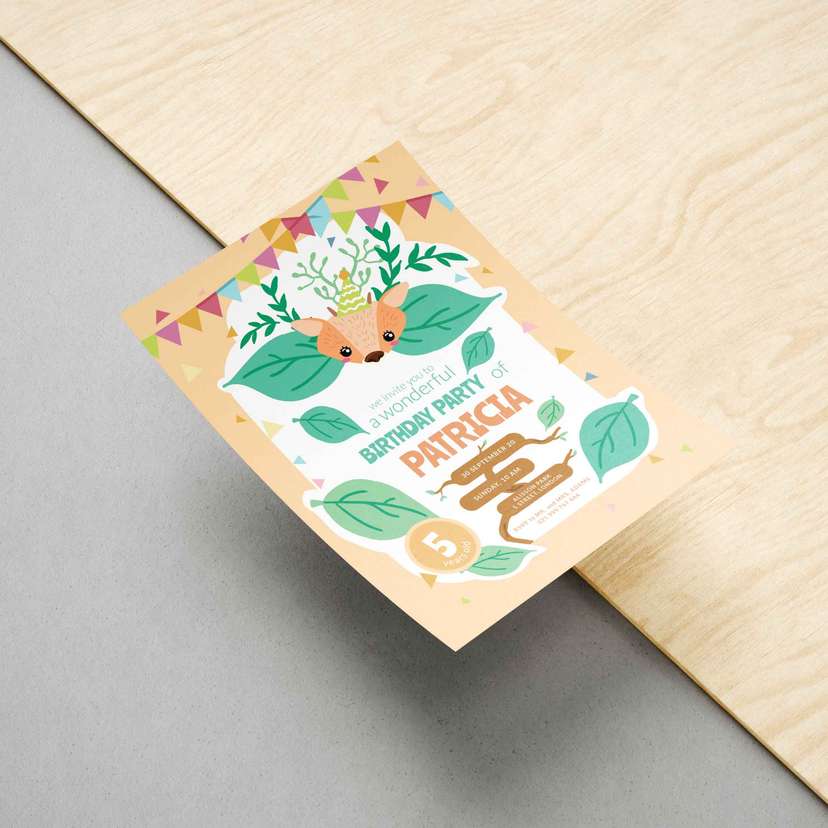 Undangan Ulang Tahun Anak Tema Jungle Rusa - Image 1