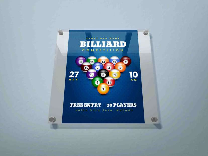 Wall Poster Billiard Competition Warna Biru - Image 1