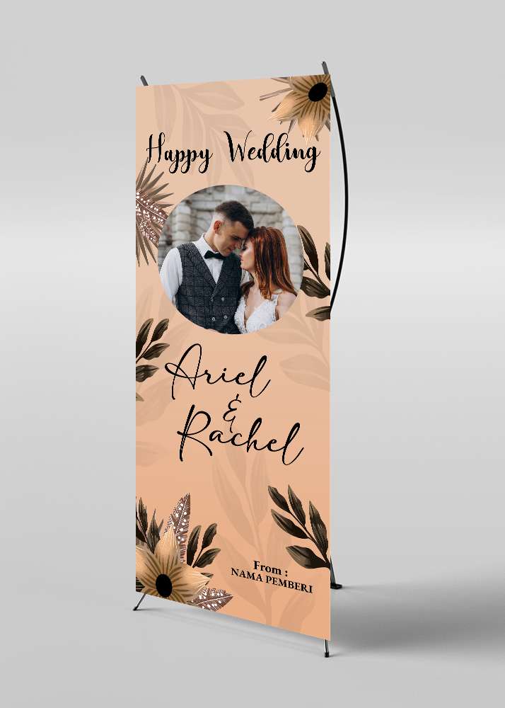 X-Banner Wedding Ucapan Selamat Nikah Desain Floral Elegan - Image 1