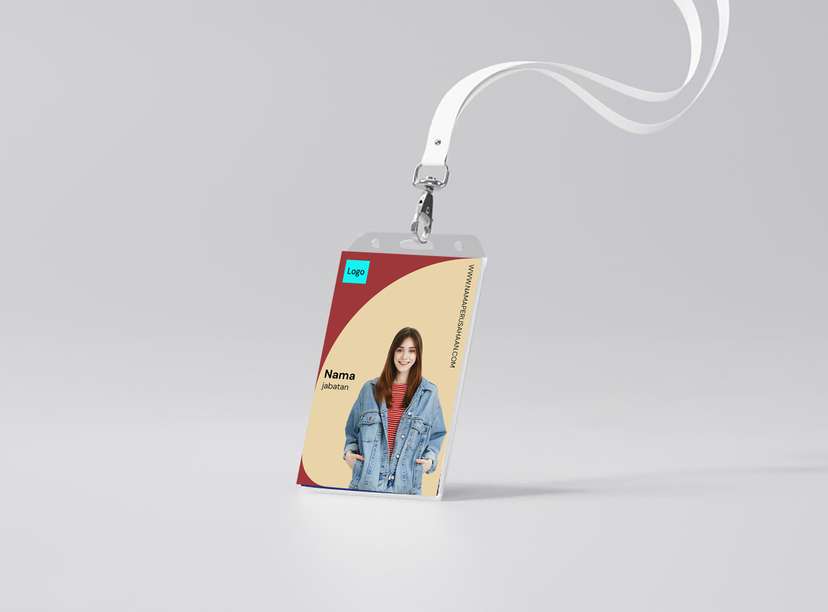 ID Card Karyawan Desain Soft Elegan Warna Maroon dan Cream - Image 1