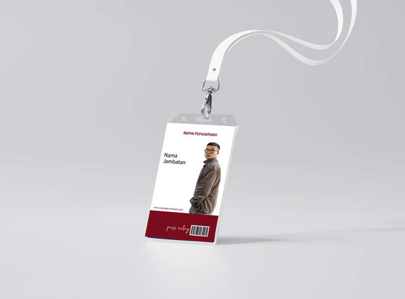 ID Card Formal dengan Aksen Maroon Minimalis untuk Akses Masuk Perusahaan atau Event - Image 1