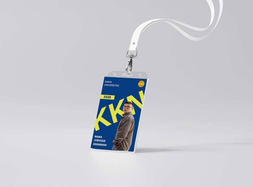 ID Card KKN Mahasiswa Desain Keren Warna Biru Kuning - Image 1