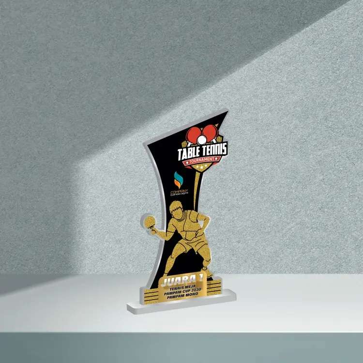 Plakat Akrilik Trophy Juara Lomba Tenis Meja / Pingpong - Image 1