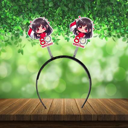 Bando 80 Tahun Indonesia Anak Perempuan Pegang Bendera - Image 1