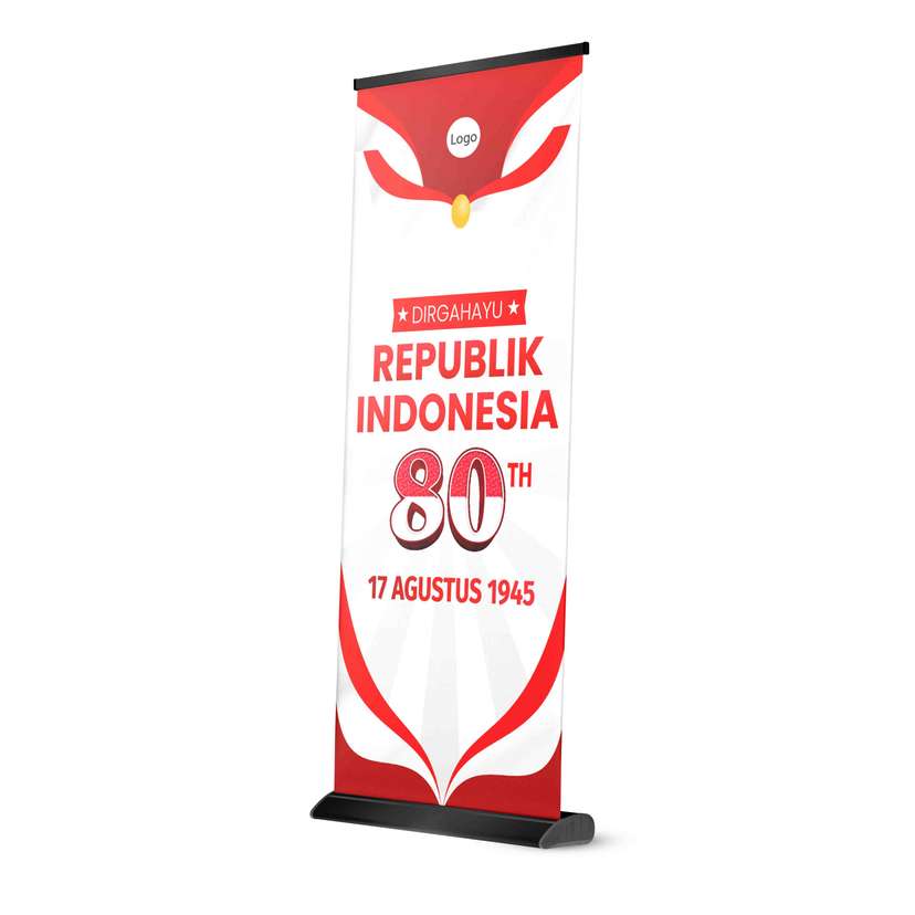 Roll Up Banner Dirgahayu Republik Indonesia Desain Medali Emas 80 Tahun Kemerdekaan - Image 1