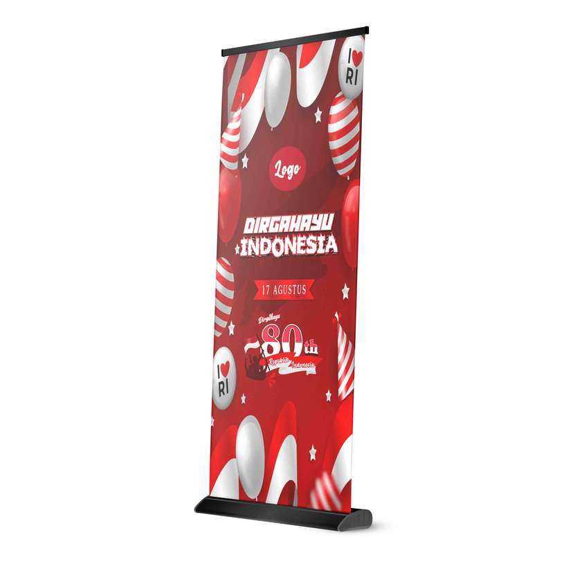 Roll Up Banner Dirgahayu Indonesia Desain Balon Meriah HUT RI ke-80 - Image 1