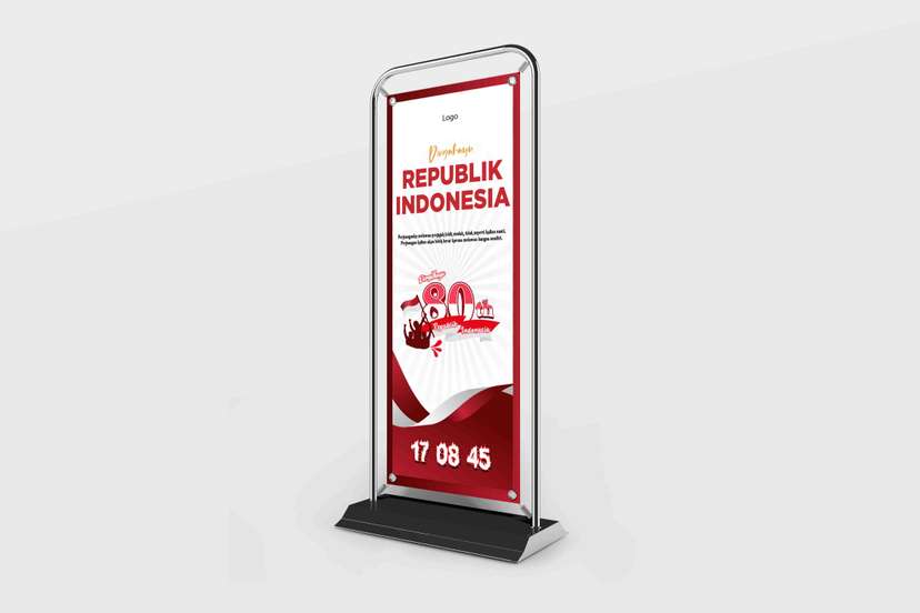 Door Frame Banner Dirgahayu Republik Indonesia Desain Elegan dengan Kutipan & Angka - Image 1