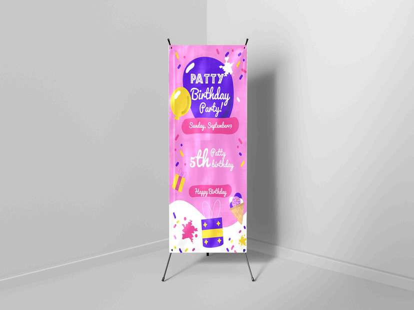 X Banner Pink Nuansa Balon - Image 1