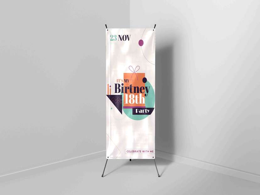 X Banner Ulang Tahun Cream Ulang Tahun 18 Tahun - Image 1