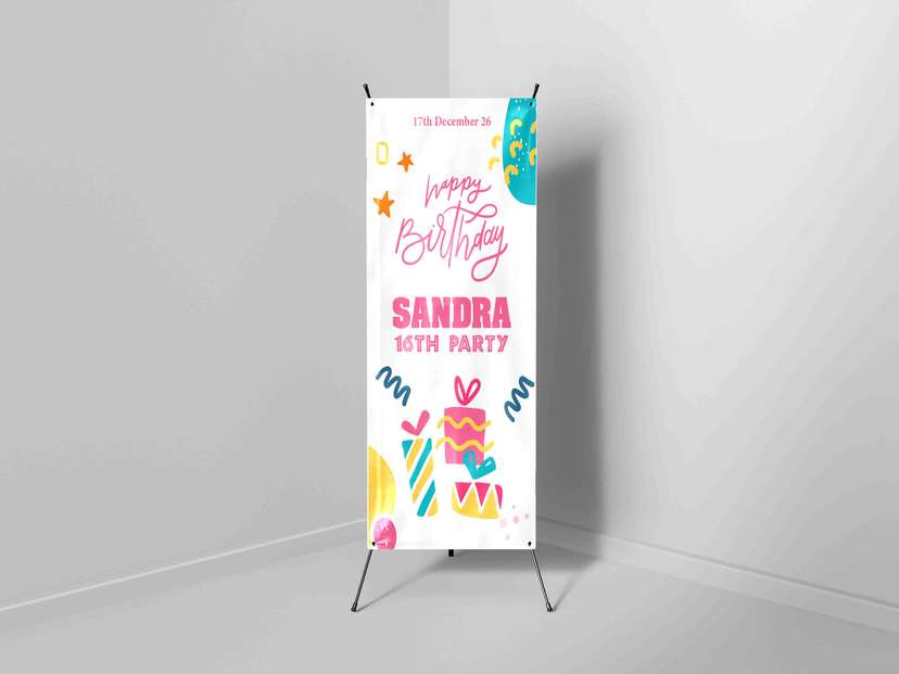 X Banner Ulang Tahun dengan Kado - Image 1