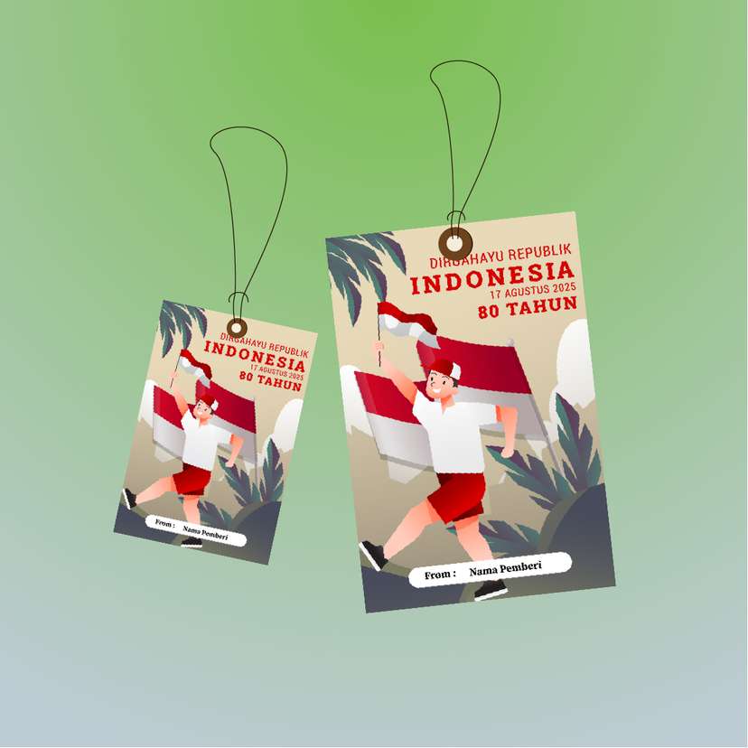 Hangtag Ilustrasi Anak Merdeka Nuansa Pemandangan Alam Elegan - Image 1