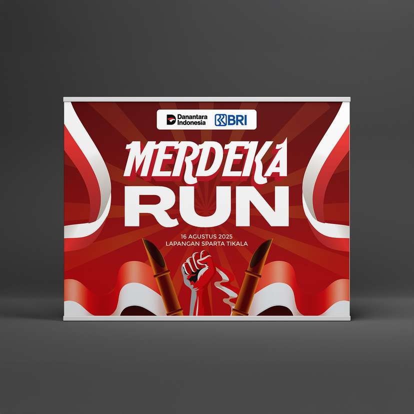 Backdrop Kemerdekaan Merdeka Run Merah Putih Dominan Merah - Image 1