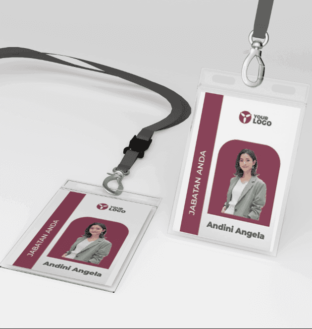 id card merah maroon simpel stylish vertikal - Image 1