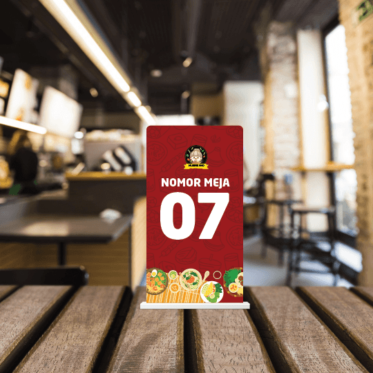 Stand Nomor Meja Acrylic Custom Merah – Desain Unik untuk Usaha Kuliner - Image 1