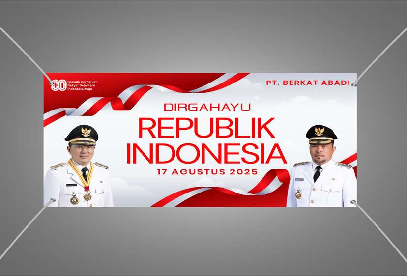 Baliho Kemerdekaan Menonjolkan elemen siluet dan highlight nama penerima dengan tampilan megah - Image 1