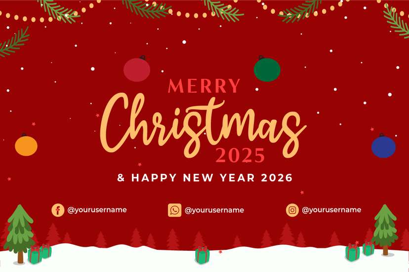 Baliho Merah Natal 2025 dan Tahun Baru 2026  - Image 1