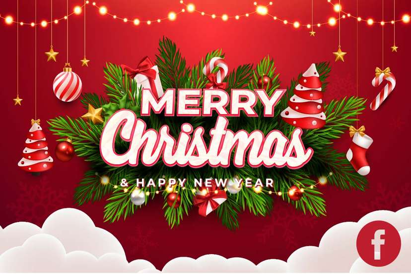 Baliho Merry Christmas and Happy New Year Merah Meriah - Image 1