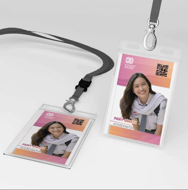 ID Card Minimalis Soft Pink dengan QR Code - Image 1