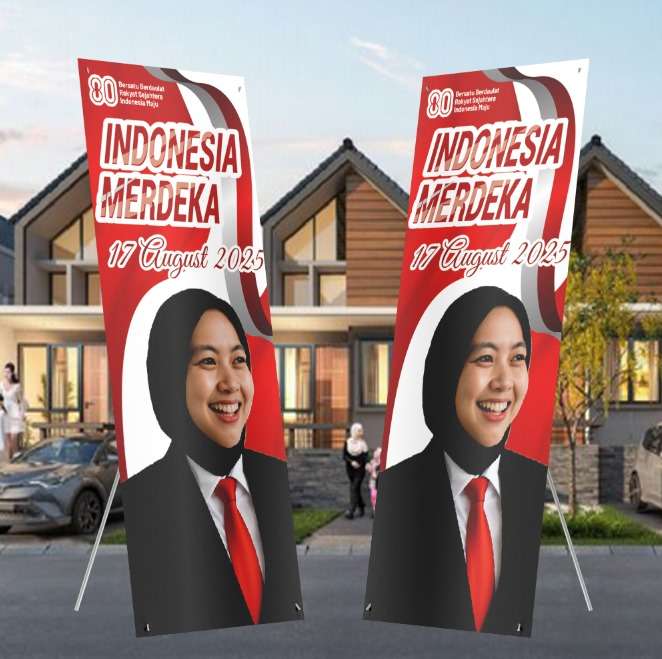 X Banner Semangat Kemerdekaan dengan Wajah Pemimpin Muda - Image 1