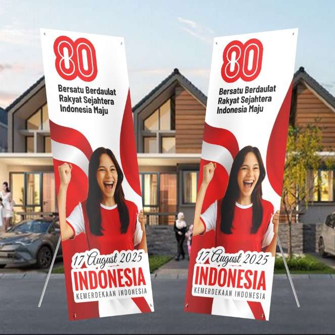 X Banner Semarak HUT RI 80 Tahun dengan Nuansa Modern Merah Putih - Image 1