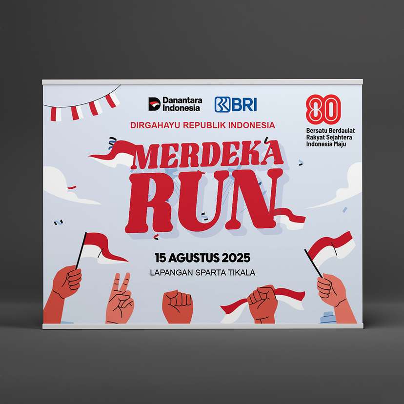 Backdrop Event Running Kemerdekaan 17 Agustus Dominan Putih - Image 1