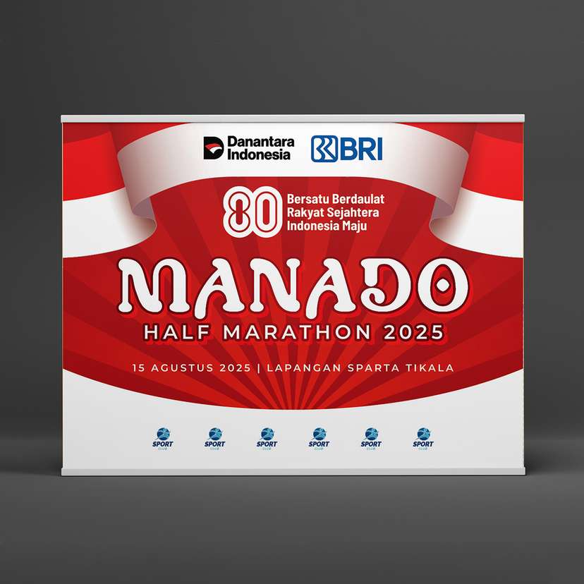 Backdrop Event Running Kemerdekaan 17 Agustus Half Marathon Merah Bersinar - Image 1