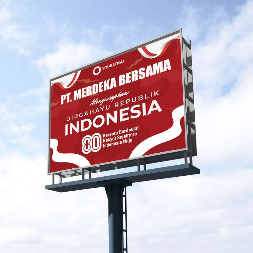 Baliho Ucapan Kemerdekaan Dirgahayu RI Merah Putih  - Image 1