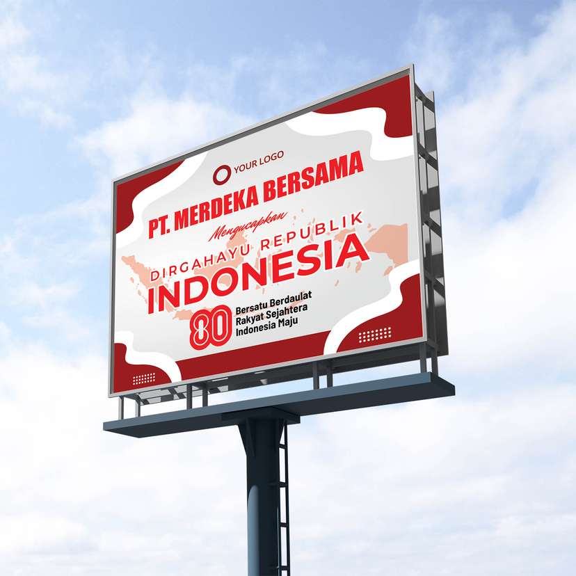 Baliho Ucapan Kemerdekaan Dirgahayu RI Merah Dominan Putih - Image 1