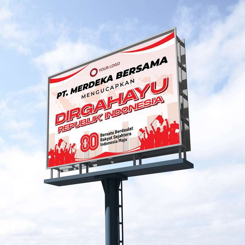 Baliho Ucapan Kemerdekaan Dirgahayu RI Merah Menyala - Image 1